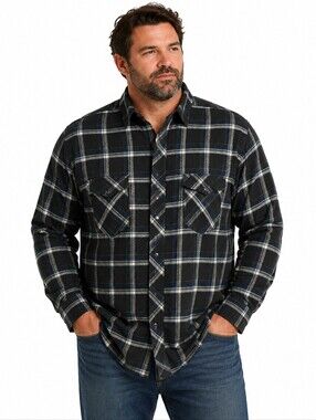 KÜHL Mountain Grown Men's XXL Snap Front Plaid Flannel Shirt Blue Gray Western